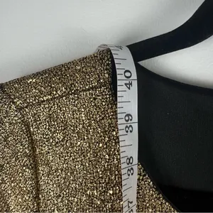 XOXO Gold Metallic Textured 3/4 Sleeve Bodycon Midi Dress Size S thumbnail 5