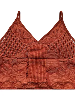 Fornia Floral Lace Bralette Crop Top Rust Copper Summer Western Boho S/M thumbnail 3