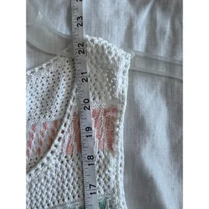 Alice + Olivia Croquet Tank Top Womens Small White Rainbow Stripe Semi Sheer thumbnail 6