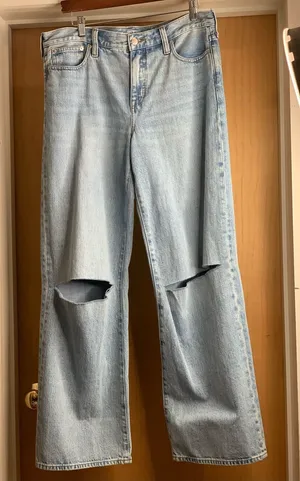 J.Crew Light Wash Low Rise Distressed Wide-Leg Jeans. Size: 28 90’s Skater thumbnail 1