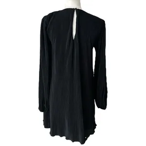 Abercrombie & Fitch Satin Micro Pleated Black Mini Dress Womens XXS Tall Party thumbnail 2