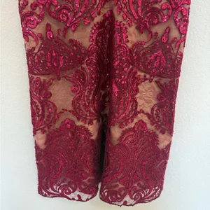 Free People Night Shimmer Mini Slip Dress Lace Sequins Sparkle Raspberry Size 4 thumbnail 5
