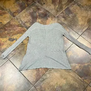 Free People Waffle Knit Thermal Distressed Drippy Asymmetrical Long Sleeve Top S thumbnail 13