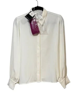 Novella White Silky Bubble Sleeve Blouse W-24839 Large NWT thumbnail 1