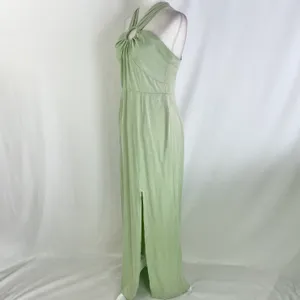 New Topshop Ring Detail Halter Neck Side Slit Maxi Dress Sage Green Size 6 thumbnail 12