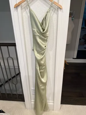Katie May Ryder Sage Satin Cowl Neck Maxi Dress L thumbnail 3