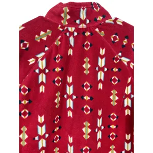 EDDIE BAUER Fleece Pullover Womens XL Red Aztec Geometric Quarter Zip Mock Neck thumbnail 4