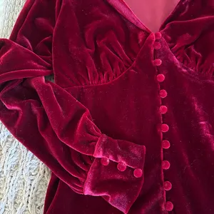Lulus Long sleeve red velvet dress thumbnail 2