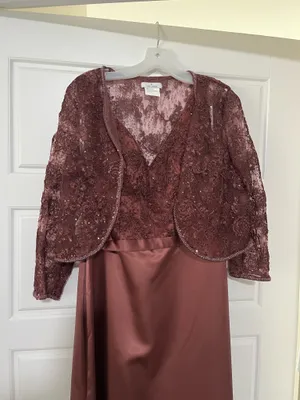 Oleg Cassini Burgundy prom dress formal thumbnail 6
