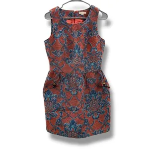 Anthropologie Tulle Structured Tapestry Scoop Neck Mini Dress Sz S thumbnail 2