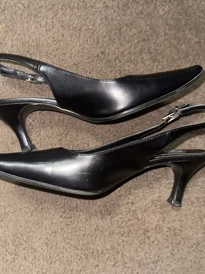 Donna Lawrence "Classy" Black Slingback Kitten Heels Size 7.5 thumbnail 2