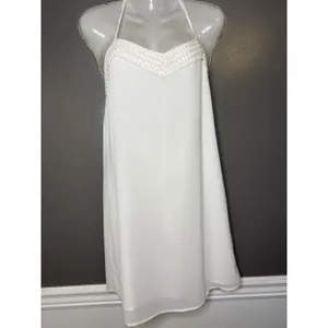 Naked Zebra Dress Womens Medium White Crochet Sweetheart Strappy Slip Sundress thumbnail 3