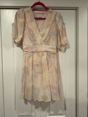 Ba&sh Noam floral print mini dress in a pastel colorway size 1/s‎ thumbnail 4