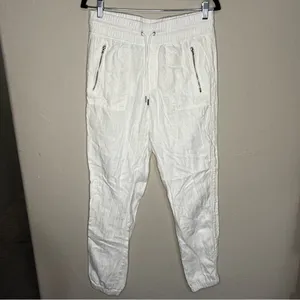 Athleta Cabo Linen Jogger‎ Tall White High Rise Drawstring Pull On Pants thumbnail 2