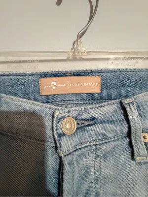 7 For All Mankind Luxe Josefina Light Blue Distressed Boyfriend Jeans- 28 thumbnail 5
