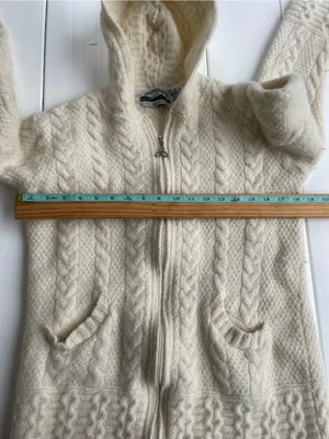 Aran Crafts Ireland 100% Wool Zip Up Chunk Knit, Size M thumbnail 5