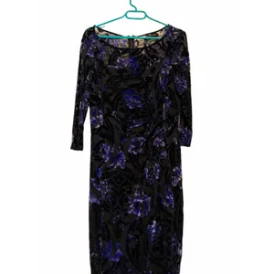 Tahari Arthur S. Levine Floral Velvet Burnout Dress - Size 10 thumbnail 3