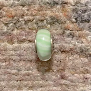 PANDORA Authentic Murano Glass Light Green Candy Stripe Charm thumbnail 6