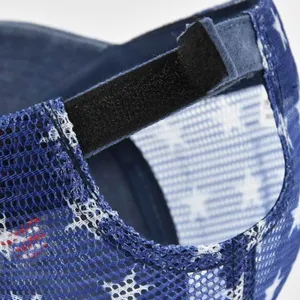 Blue USA American Flag Trucker Cap - Washed Distressed Embroidery - Adjustable thumbnail 3