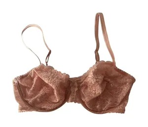 Victoria's Secret 36D Pink Sheer Lace Full Coverage Unlined Bra 2009 - No Wire thumbnail 1