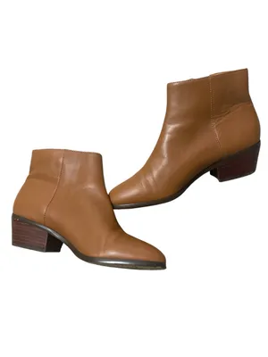 J. Crew Tan Leather Block Heel Ankle Boots thumbnail 4