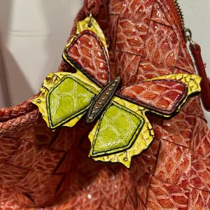 Jessica Simpson Coral Textured Hobo with Yellow Butterfly Accent thumbnail 2