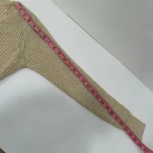 Princess Polly Ally Knit Sweater Beige Ruched Front Crop Top S/M thumbnail 6