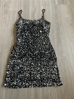 bp Black Sequin Mini Dress with Silver Accents thumbnail 1