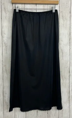 Vintage Fruit Of The Loom Black Nylon Lace Trim Slip Skirt Large Whimsigoth Goth thumbnail 1