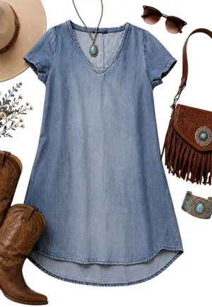 Velvet Heart Women’s S Blue Tencel Chambray Denim Shift Dress Short Sleeve Mini thumbnail 1