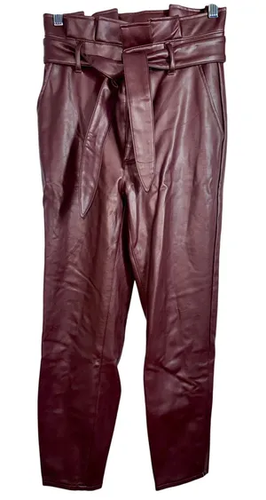 Abercrombie & Fitch Brown Vegan Leather High Rise Paperbag Pants Size XS Short thumbnail 1