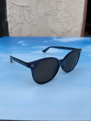 Gucci GG0091SA 004 urban round blue tortoiseshell acetate frame sunglasses brown lenses thumbnail 7