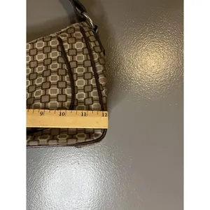 Nine West Shoulder Bag Womens Small Brown Geometric Faux Leather Purse Buckle thumbnail 8