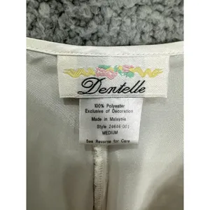 Vtg Dentelle Satin Slip Dress Womens Medium Ivory Bridal Nightgown Lace Rosettes thumbnail 8