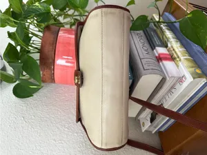 COACH Vintage RARE Spectator Saddle Crossbody Bag Bone & Tabac Leather 077-6787 thumbnail 3