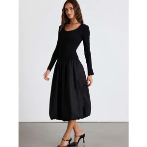 Lulus Sophisticated Chic Black Mixed Media Midi Dress Size Small NWT Cocktail thumbnail 3