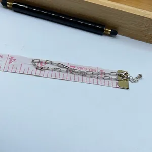 NWT Lucky Charm white gold dipped paper clip chain bracelet. thumbnail 6