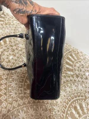 kate spade Black Patent Satchel with Embossed Circle Pattern thumbnail 5