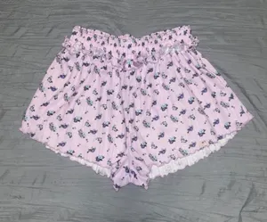 🆕 For Love And Lemons 🍋 Lilac Floral Smocked High Rise Pointelle Shorts thumbnail 1