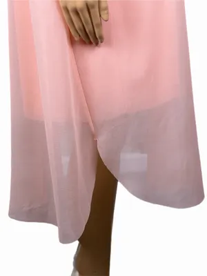 COS Blush Pink Sheer Chiffon Layered Sleeveless Midi Dress Size 12 thumbnail 7