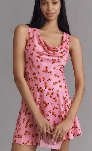 Anthropologie Cowl-Neck Satin Mini Dress thumbnail 1