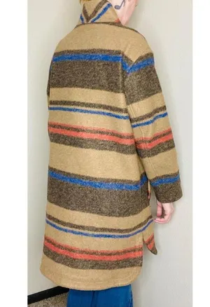 Banana Republic Retro Tan Preppy Winter Plaid Stripe Jacket thumbnail 5