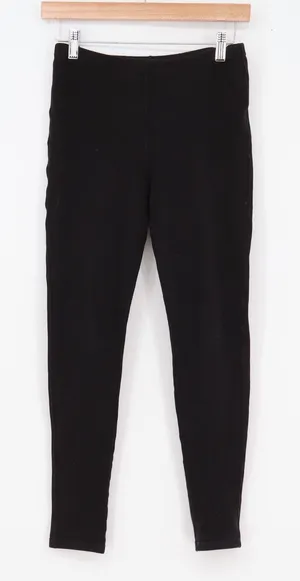 Black Stretch Leggings Elastic Waist Skinny Fit Casual Activewear Slim Size S/M thumbnail 1