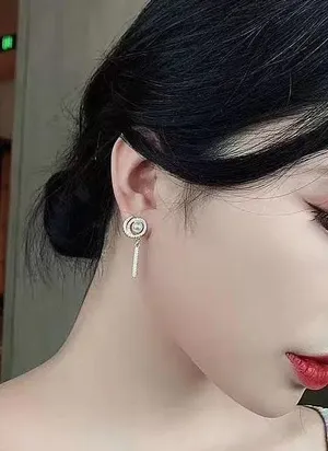 Crystal Tassel Pearl Beaded Stud Drop Earring Gold thumbnail 5