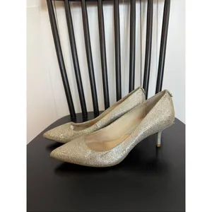 Michael Kors Alina flex kitten heel pump silver gold metallic heel size 7 thumbnail 4