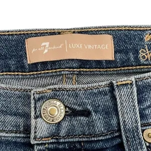 7 For All Mankind Luxe Vintage Skinny Jeans With Metallic Chevron Stripe Size 26 thumbnail 8