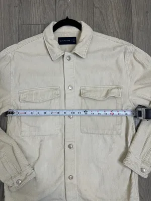Abercrombie & Fitch Cream Corduroy Shirt Jacket | Men’s Size S thumbnail 9