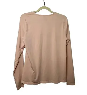 Nike Dri Fit Long Sleeved Top Size Large Pink Athleisure Workout Athletic Sporty thumbnail 2