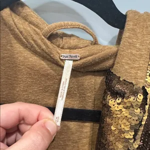 Free People Women's Terracotta Fully Sequin Hooded Jacket Glam Bronze Size XS thumbnail 7
