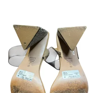 Schutz Shoes Womens Size 8 Beige Vinyl Ariellen Wedge Slide‎ Sandals Rhinestone thumbnail 12